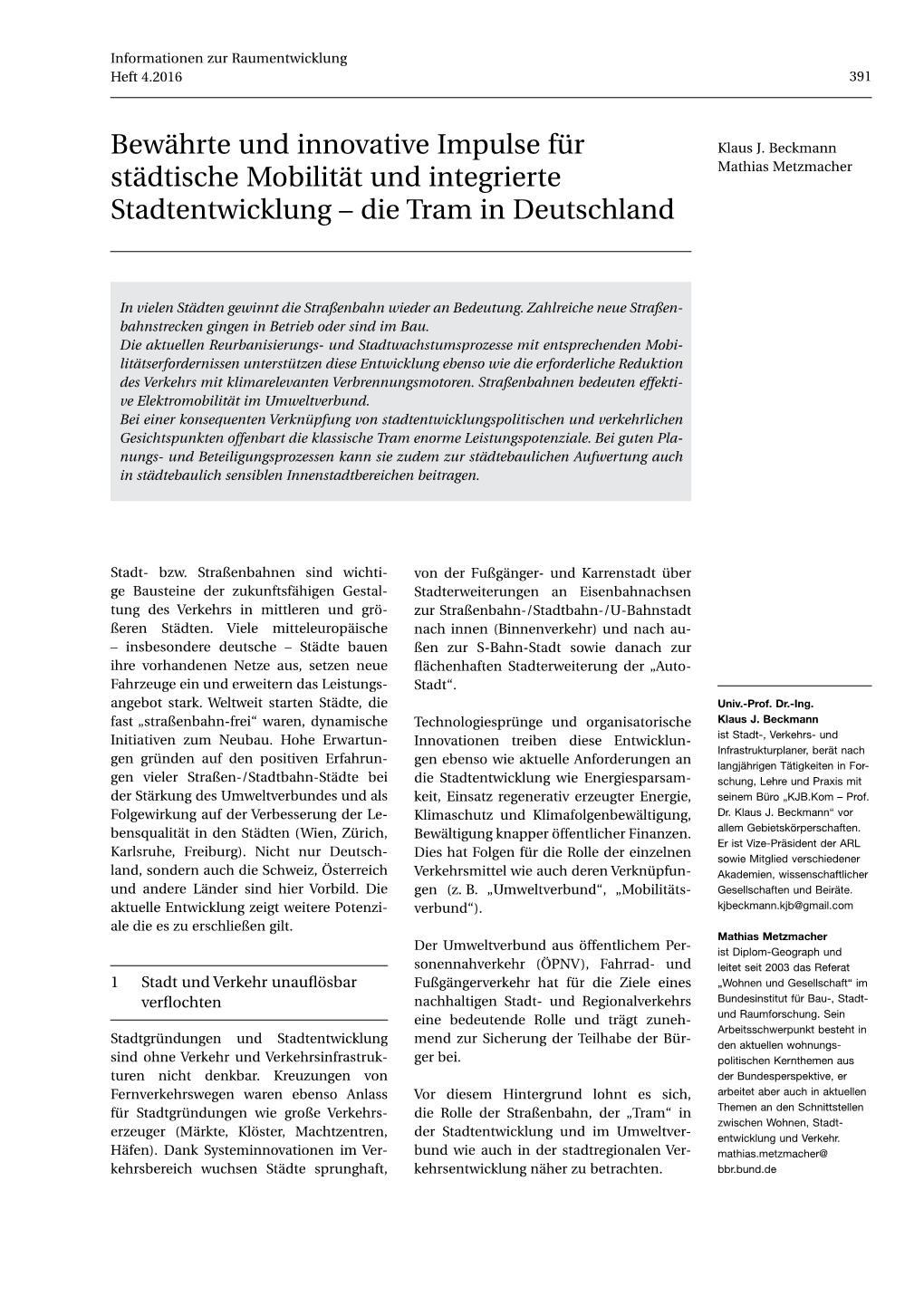 Informationen Zur Raumentwicklung Heft 4.2016 391