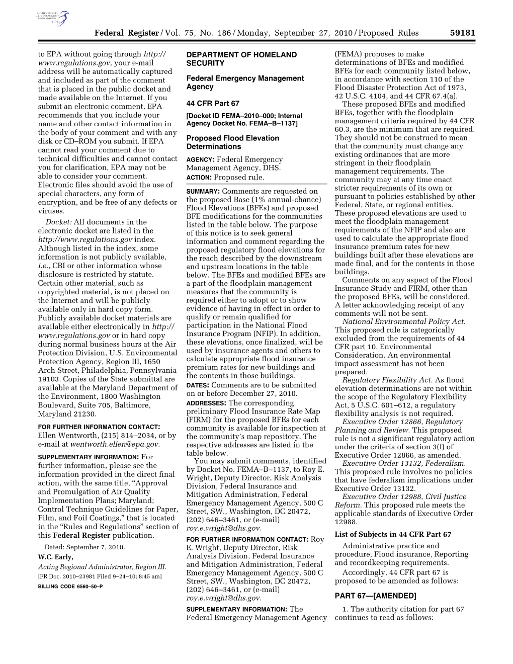 Proposed Flood Elevation Determinations