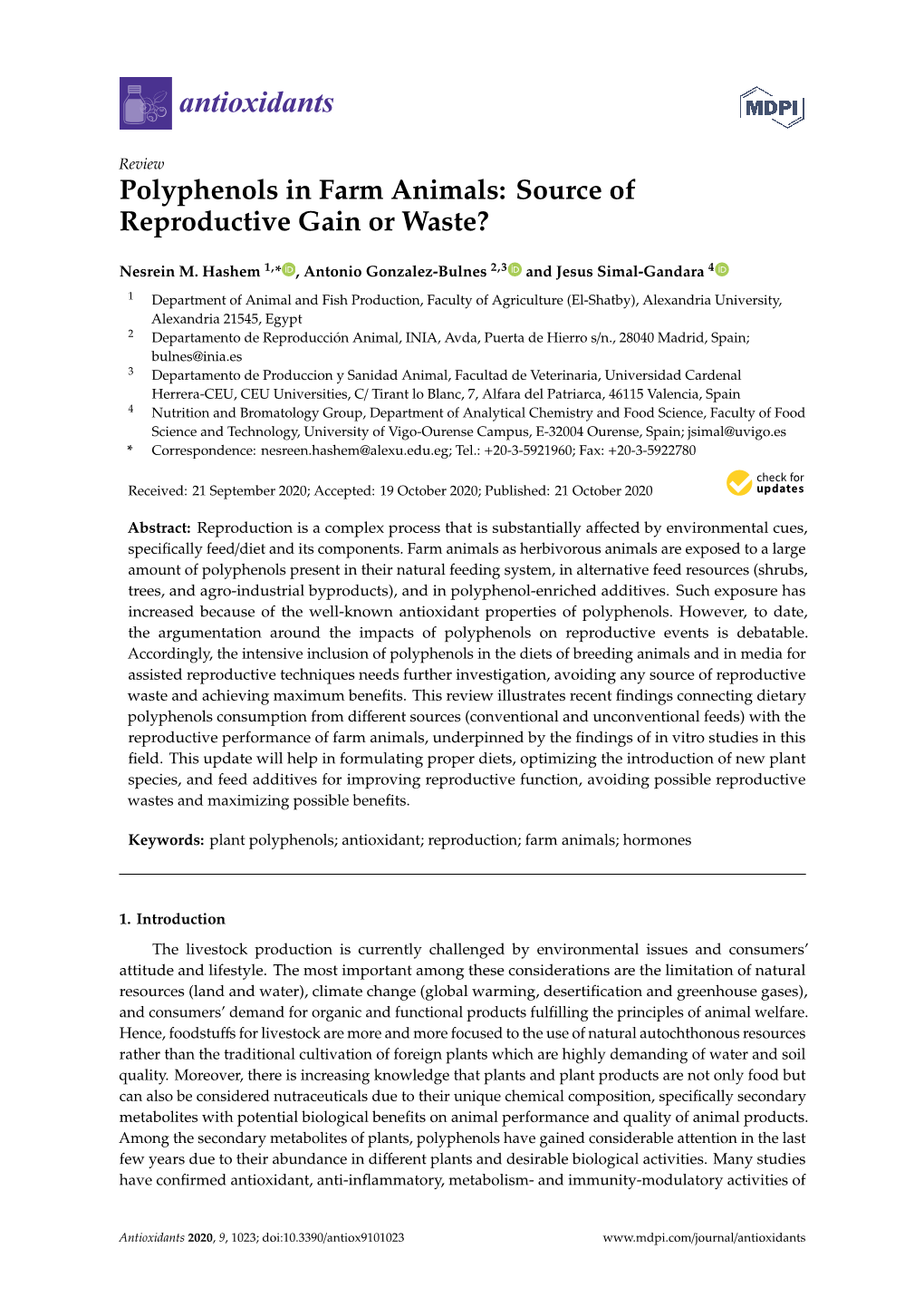 Polyphenols in Farm Animals: Source of Reproductive Gain Or Waste?