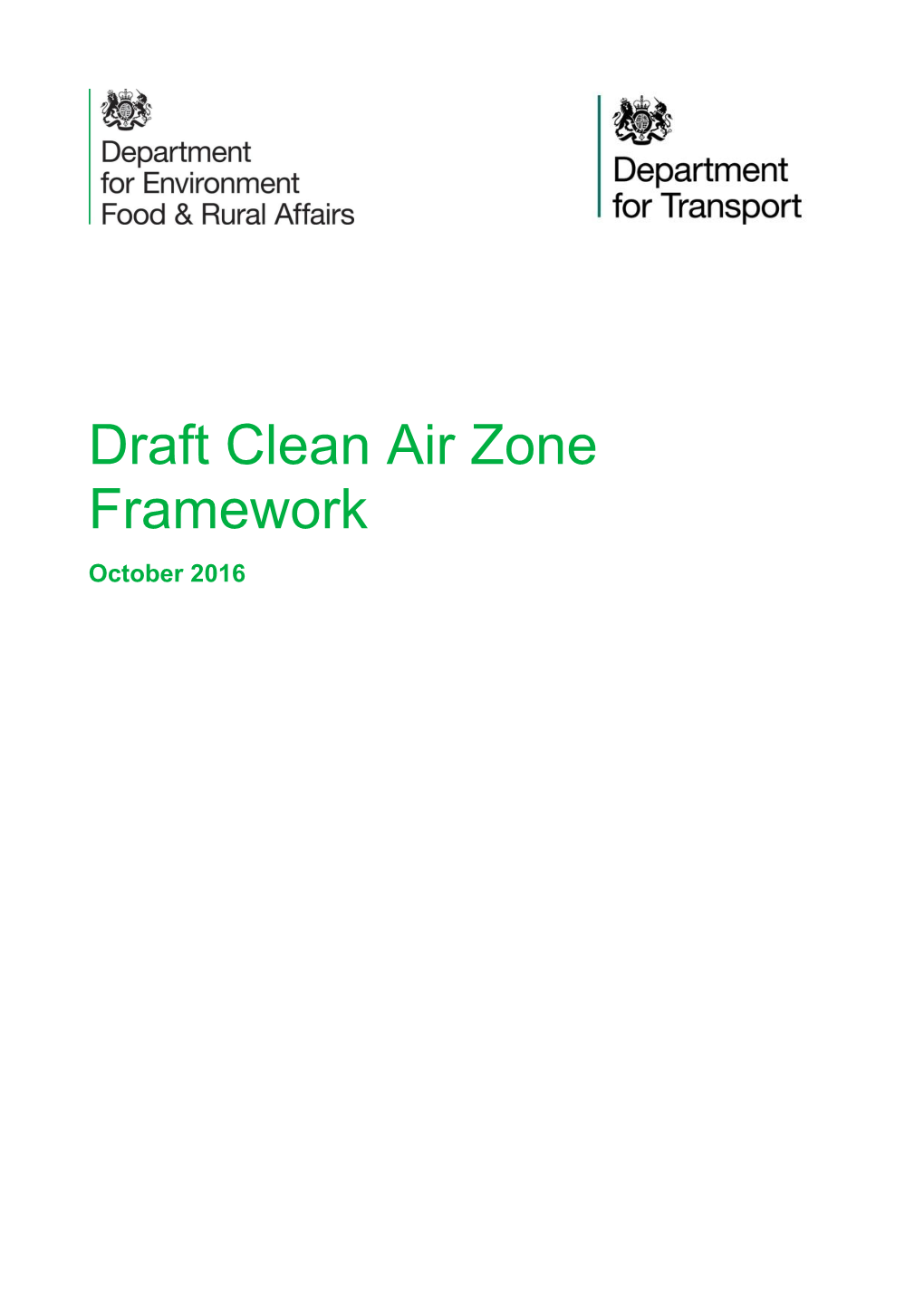 Draft Clean Air Zone Framework October 2016