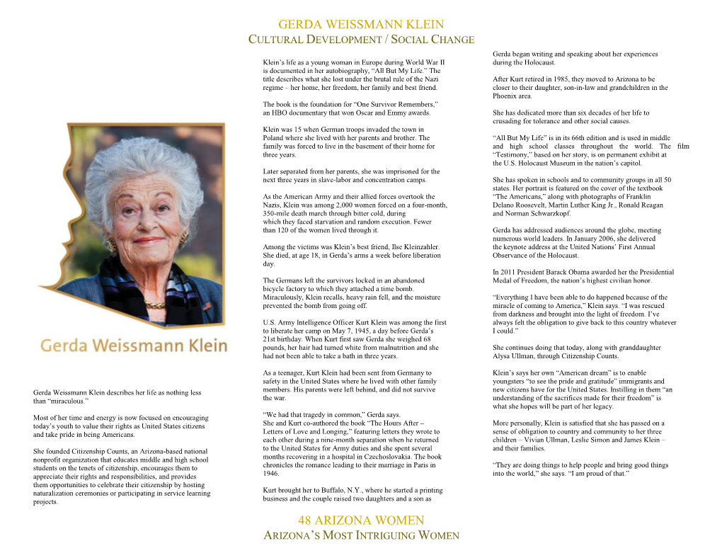 Gerda Weissmann Klein 48 Arizona Women