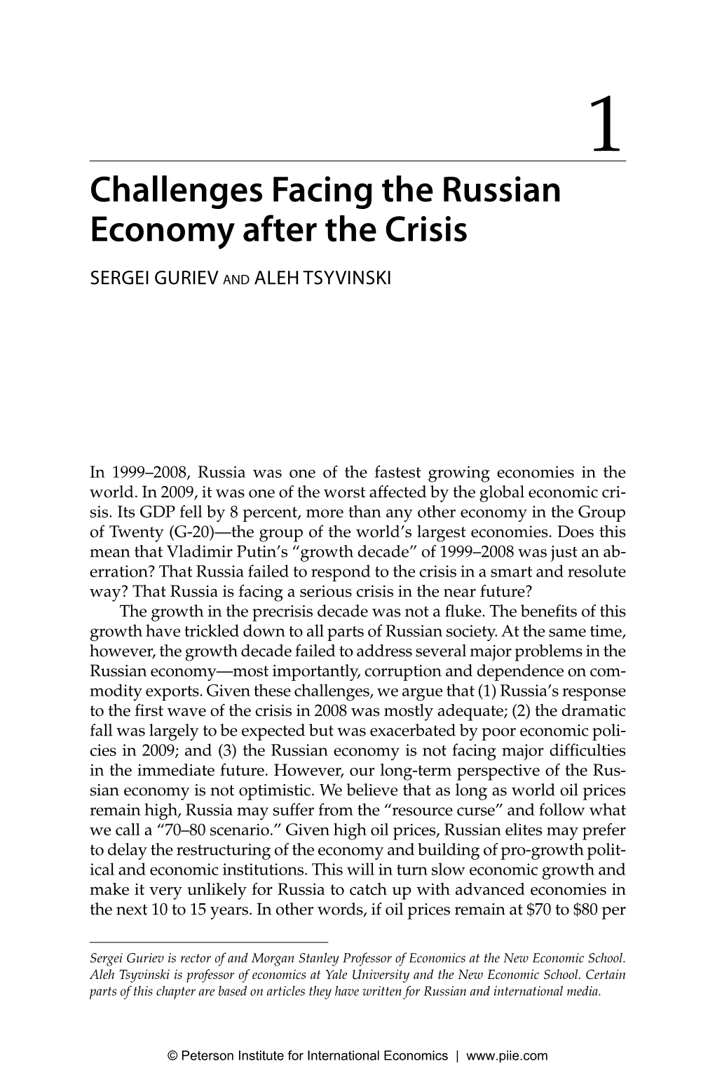 Russia After the Global Economic Crisis: Chapter 1