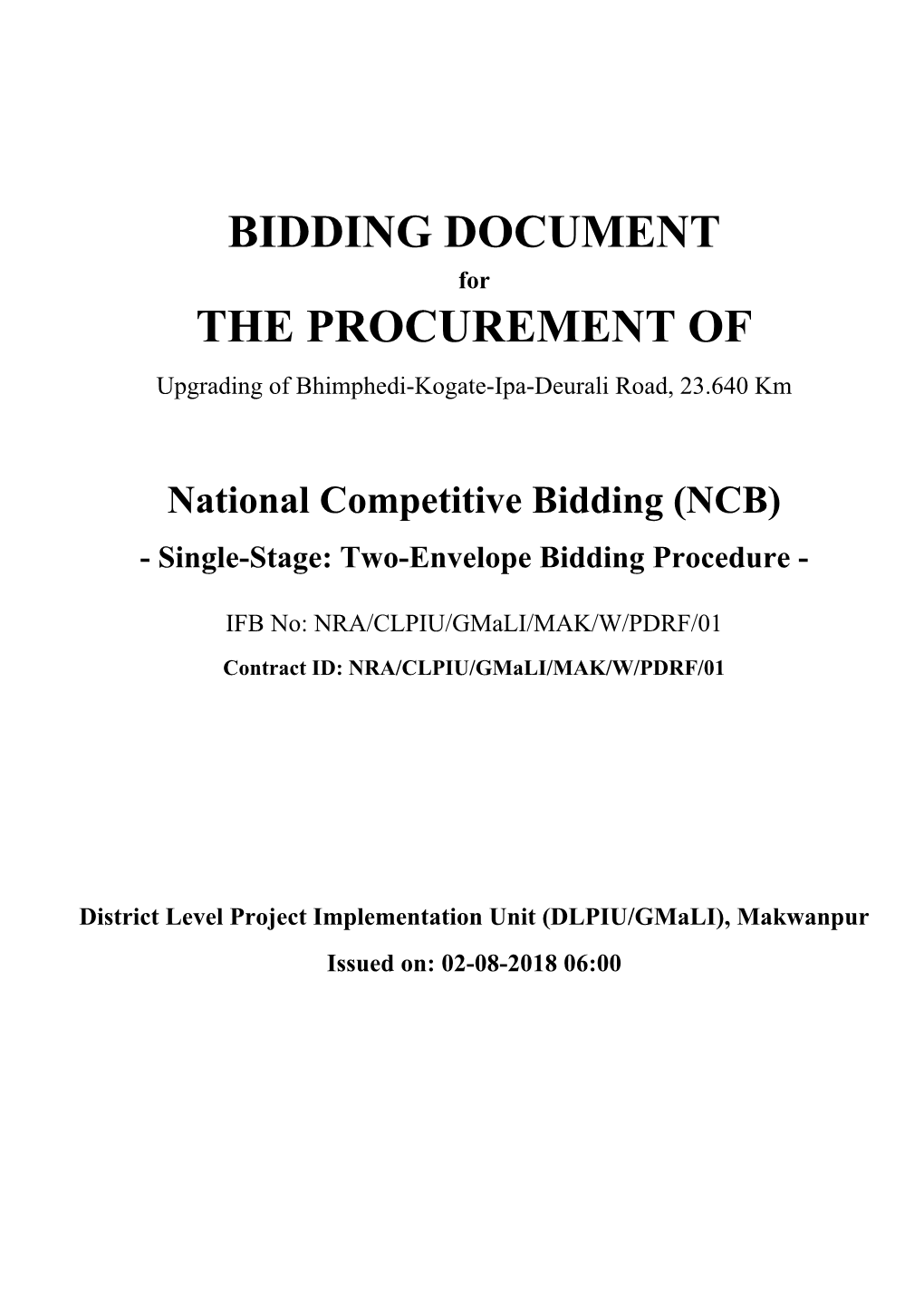 Bidding Document the Procurement Of