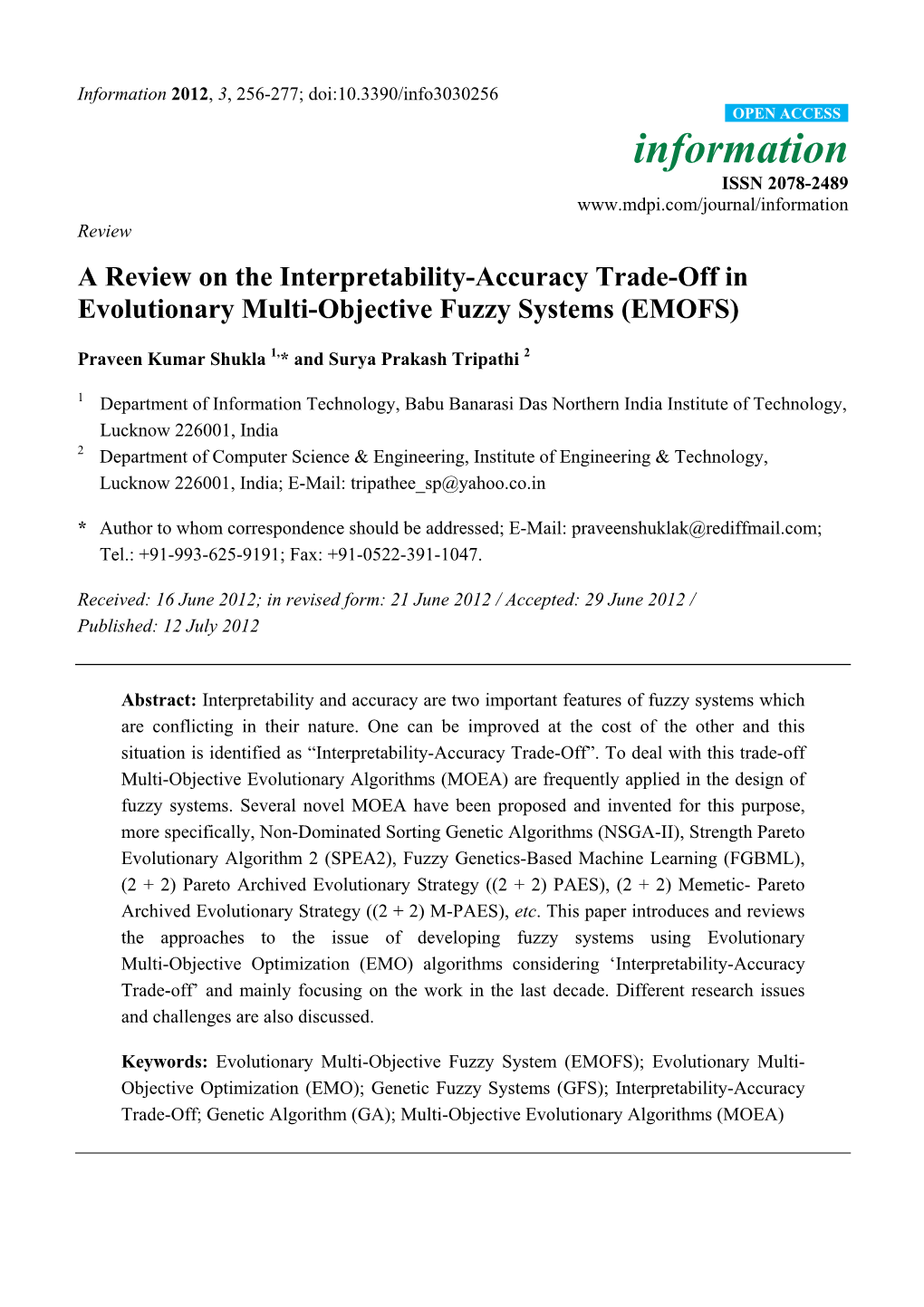 A Review on the Interpretability-Accuracy Trade-Off in Evolutionary Multi-Objective Fuzzy Systems (EMOFS)