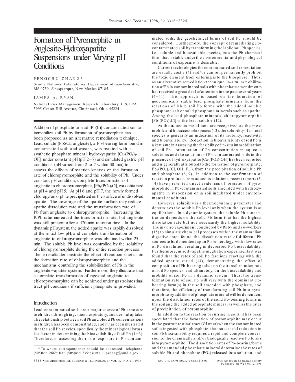 Formation of Pyromorphite in Anglesite-Hydroxyapatite