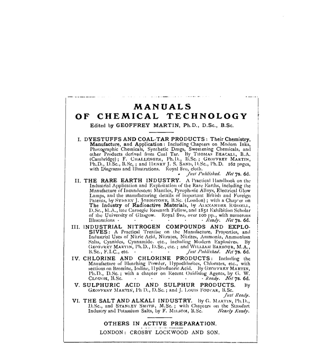 Industrial Nitrogen Compounds and Explosives