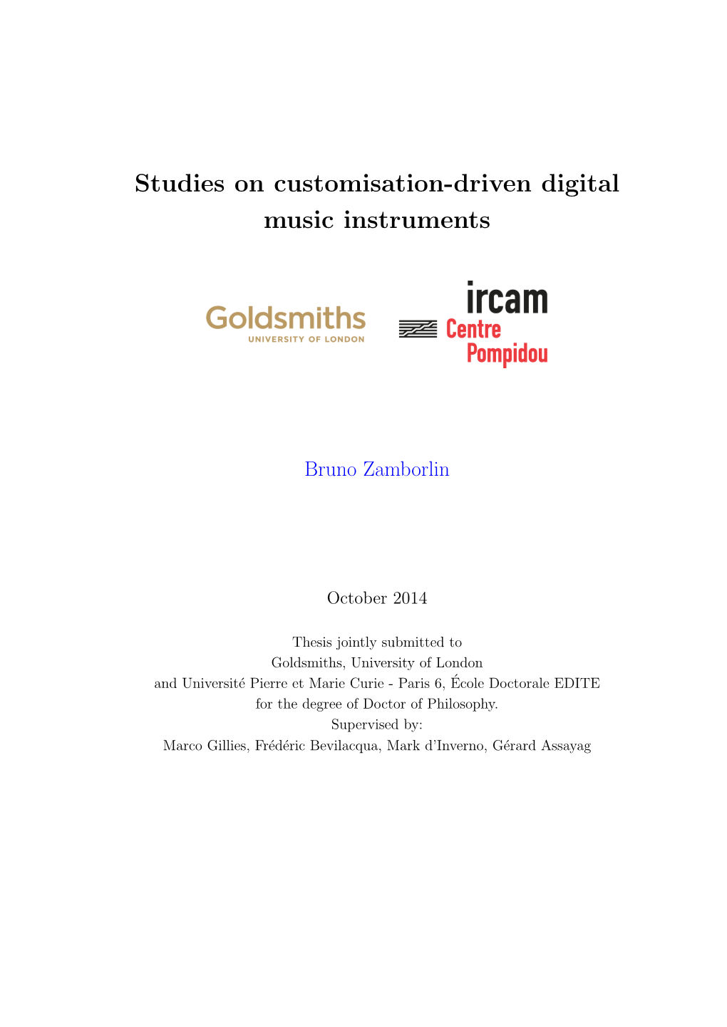 Studies on Customisation-Driven Digital Music Instruments with Strong Gesture to Sound Relationships