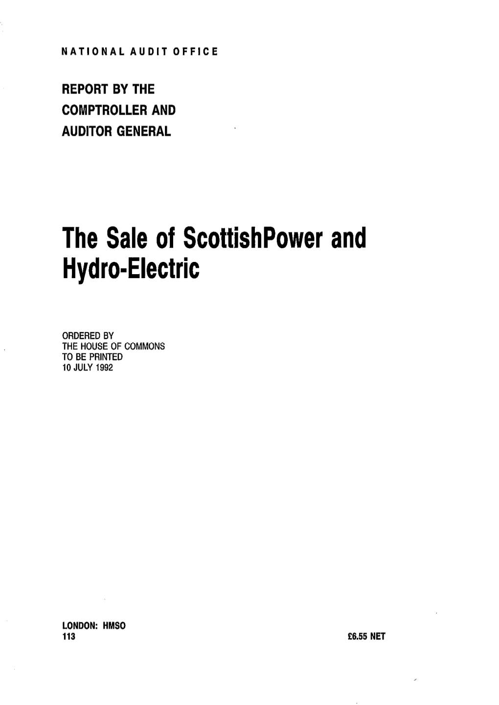 The Sale of Scottishpower and Hydro-Electric