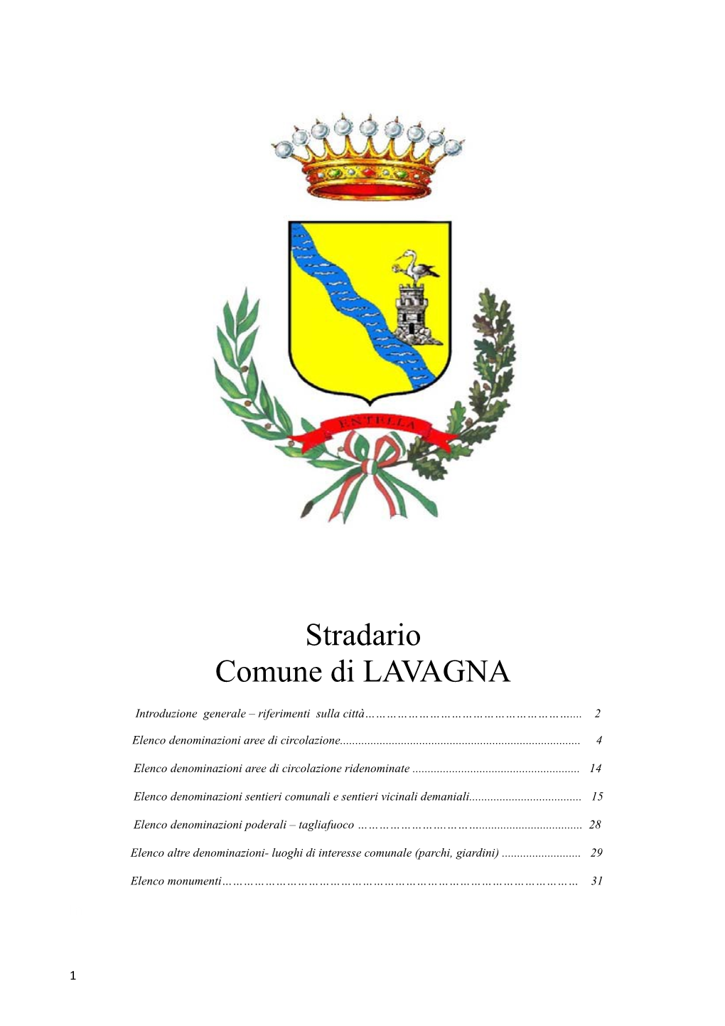 Stradario Comune Di LAVAGNA