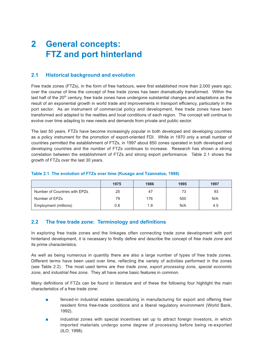 2 General Concepts: FTZ and Port Hinterland