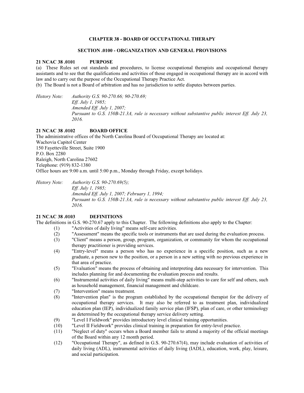 Chapter 38 Board of Occupational Therapy