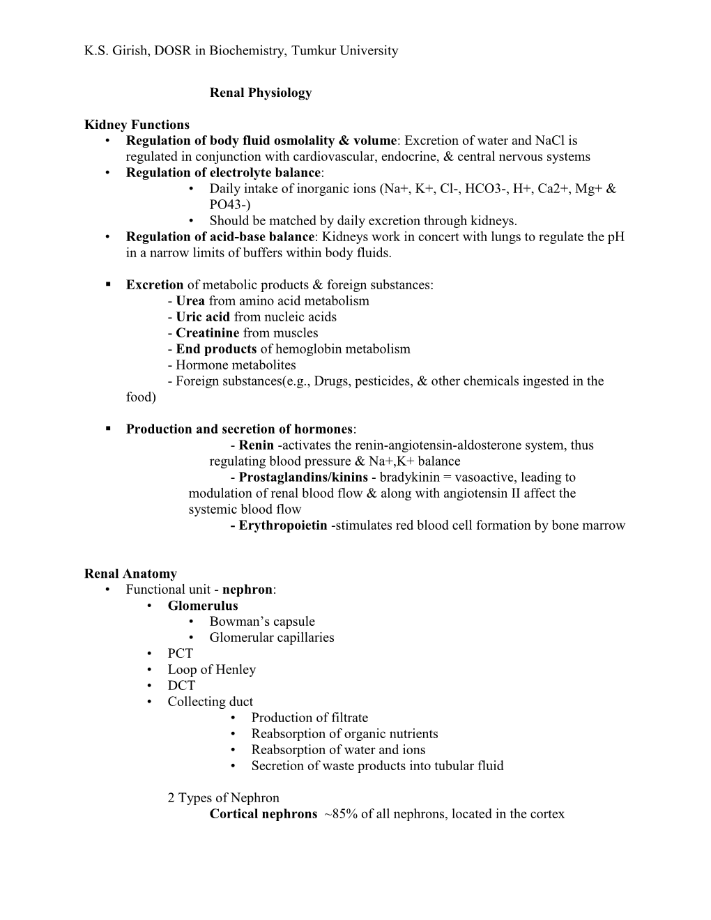 Renal Physiology