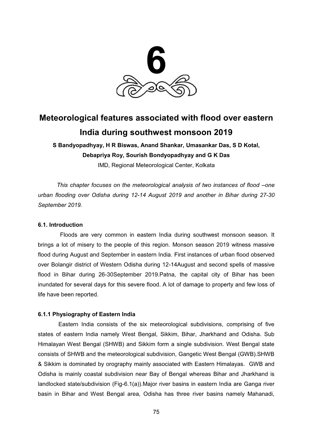 A Meteorological Analysis of Flood in Eastern India During Monsoon 2014