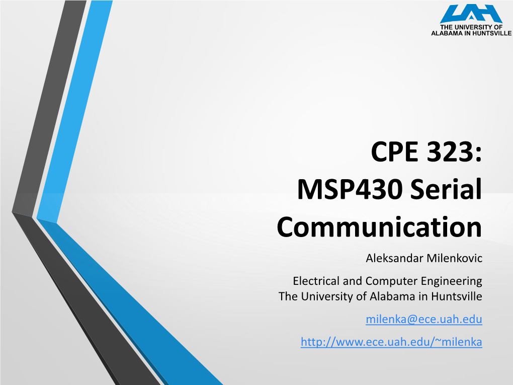 CPE 323: MSP430 Serial Communication