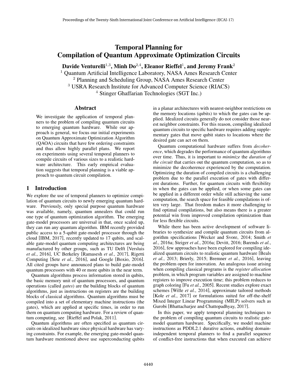 Temporal Planning for Compilation of Quantum Approximate Optimization