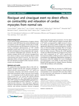 Riociguat and Cinaciguat Exert No Direct Effects on Contractility And