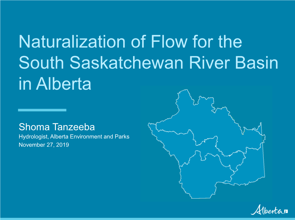 Naturalization of Flow for the South Saskatchewan River Basin in Alberta