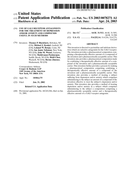 (12) Patent Application Publication (10) Pub. No.: US 2003/0078271 A1 Blackburn Et Al