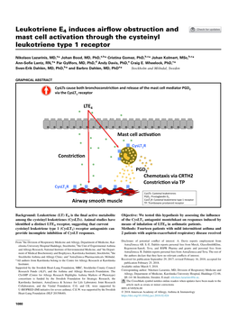 Leukotriene E4 Induces Airflow Obstruction and Mast Cell Activation