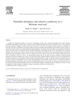 Parrotfish Abundance and Selective Corallivory on a Belizean Coral Reef