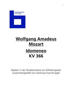 Wolfgang Amadeus Mozart Idomeneo KV 366
