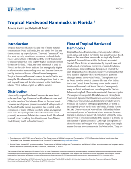 Tropical Hardwood Hammocks in Florida 1 Annisa Karim and Martin B