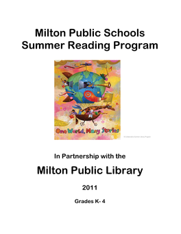 Milton Public Schools Summer Reading Program