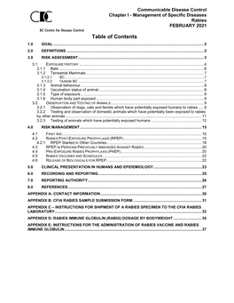 Management of Specific Diseases Rabies FEBRUARY 2021