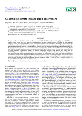 A Cosmic Ray-Climate Link and Cloud Observations