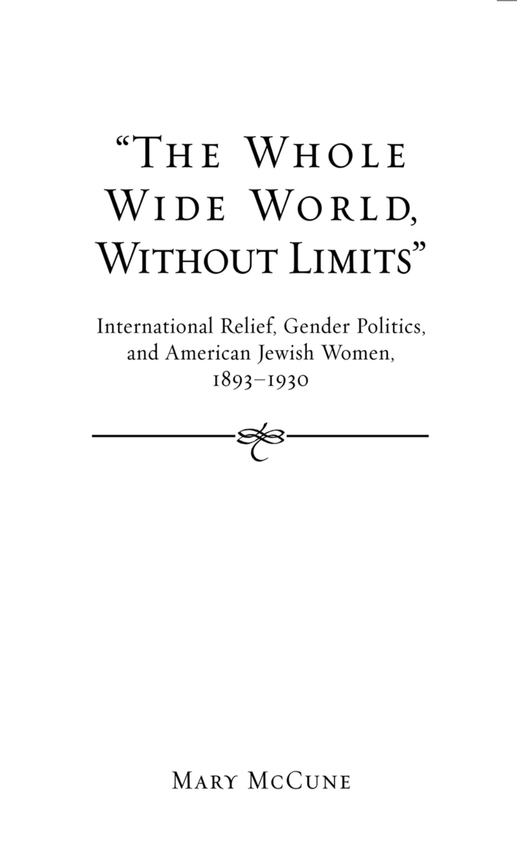 International Relief, Gender Politics, and American Jewish Women, 1893–1930 6