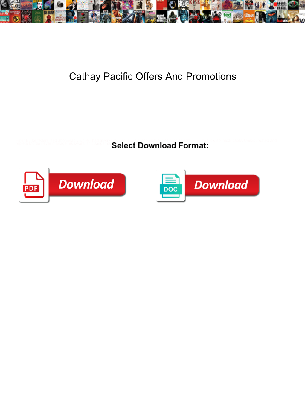 Cathay Pacific Offers and Promotions