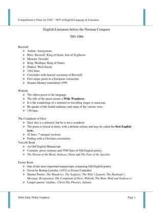 English Literature UGC NET Complete Notes Pdf.Pdf