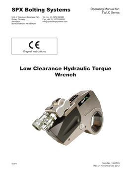 Low Clearance Hydraulic Torque Wrench SPX Bolting Systems
