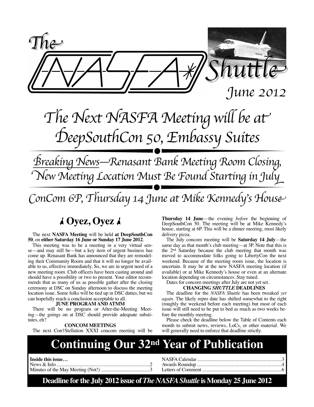 June 2012 NASFA Shuttle