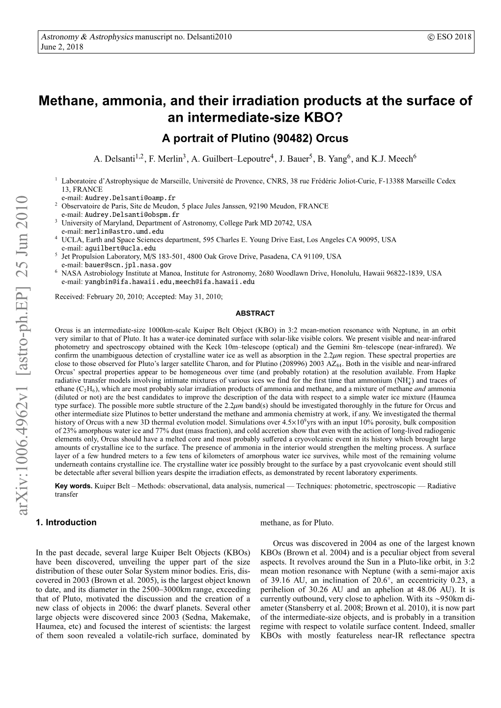 Methane, Ammonia, and Their Irradiation Products at the Surface Of