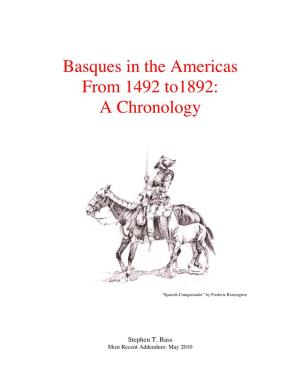 Basques in the Americas from 1492 To1892: a Chronology