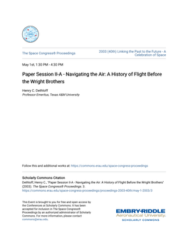 A History of Flight Before the Wright Brothers