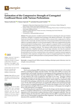 Estimation of the Compressive Strength of Corrugated Cardboard Boxes with Various Perforations