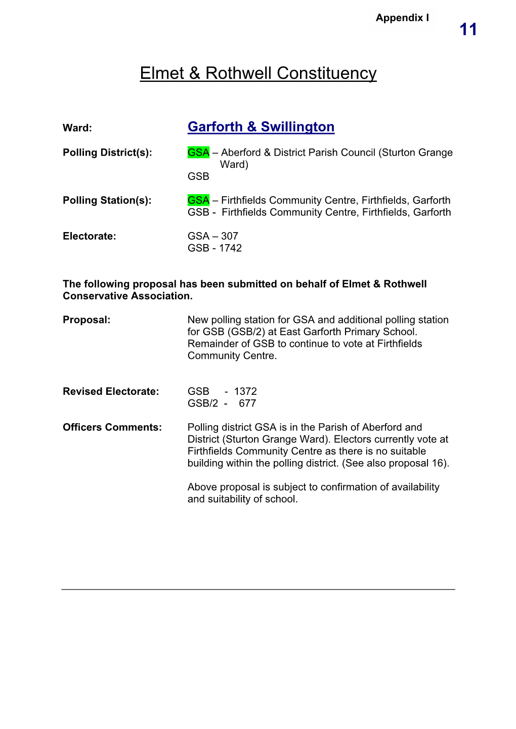 Elmet & Rothwell Constituency 11