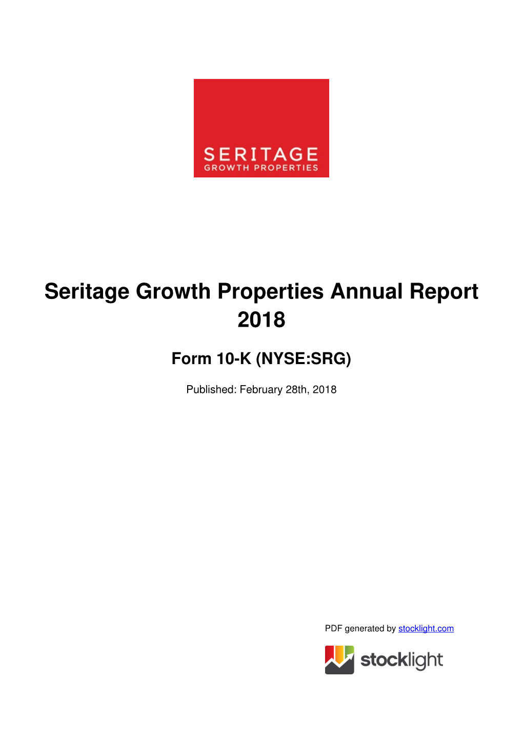 Seritage Growth Properties Annual Report 2018