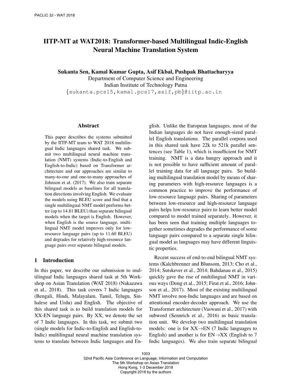 Transformer-Based Multilingual Indic-English Neural Machine Translation System