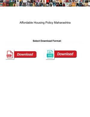 Affordable Housing Policy Maharashtra