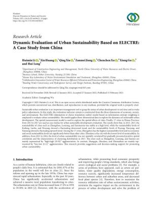 Dynamic Evaluation of Urban Sustainability Based on ELECTRE: a Case Study from China