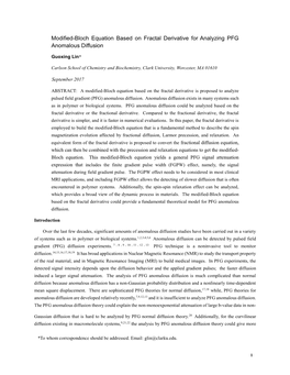 Modified-Bloch Equation Based on Fractal Derivative for Analyzing PFG Anomalous Diffusion