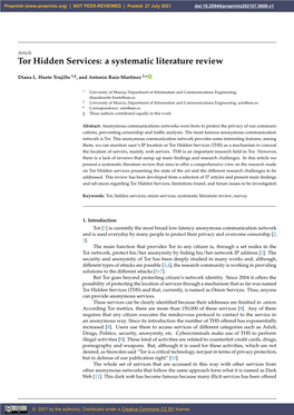 Tor Hidden Services: a Systematic Literature Review