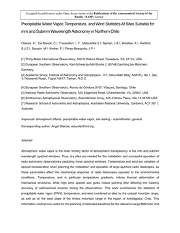 Precipitable Water Vapor, Temperature, and Wind Statistics at Sites Suitable for Mm and Submm Wavelength Astronomy in Northern Chile