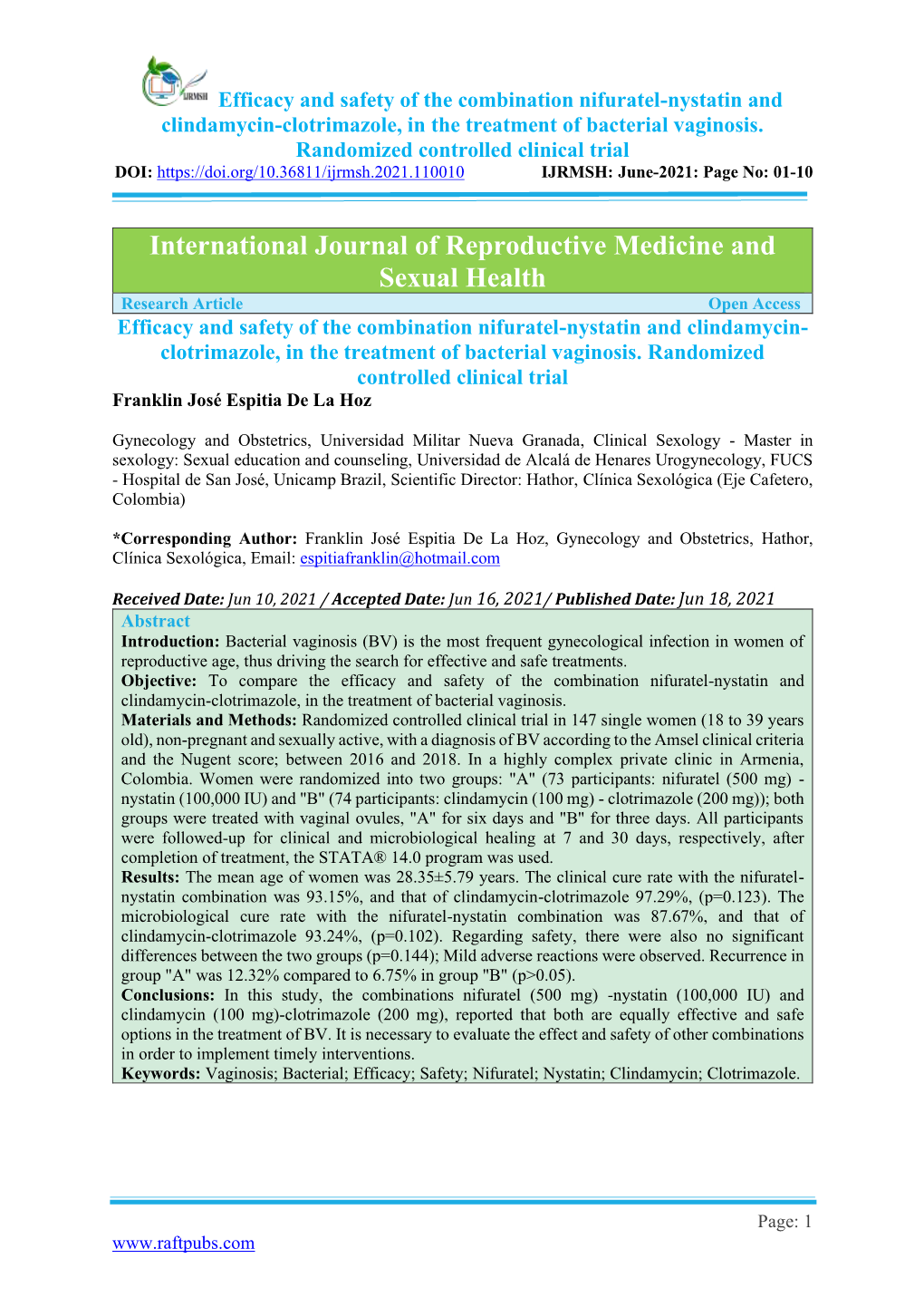 International Journal of Reproductive Medicine and Sexual Health
