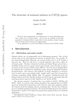 The Structure of Minimal Surfaces in CAT(0) Spaces Arxiv:1808.06410V1