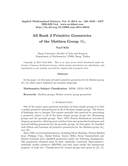 Rank 2 Primitive Geometries of the Mathieu Group