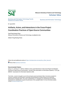 Artifacts, Actors, and Interactions in the Cross-Project Coordination Practices of Open-Source Communities